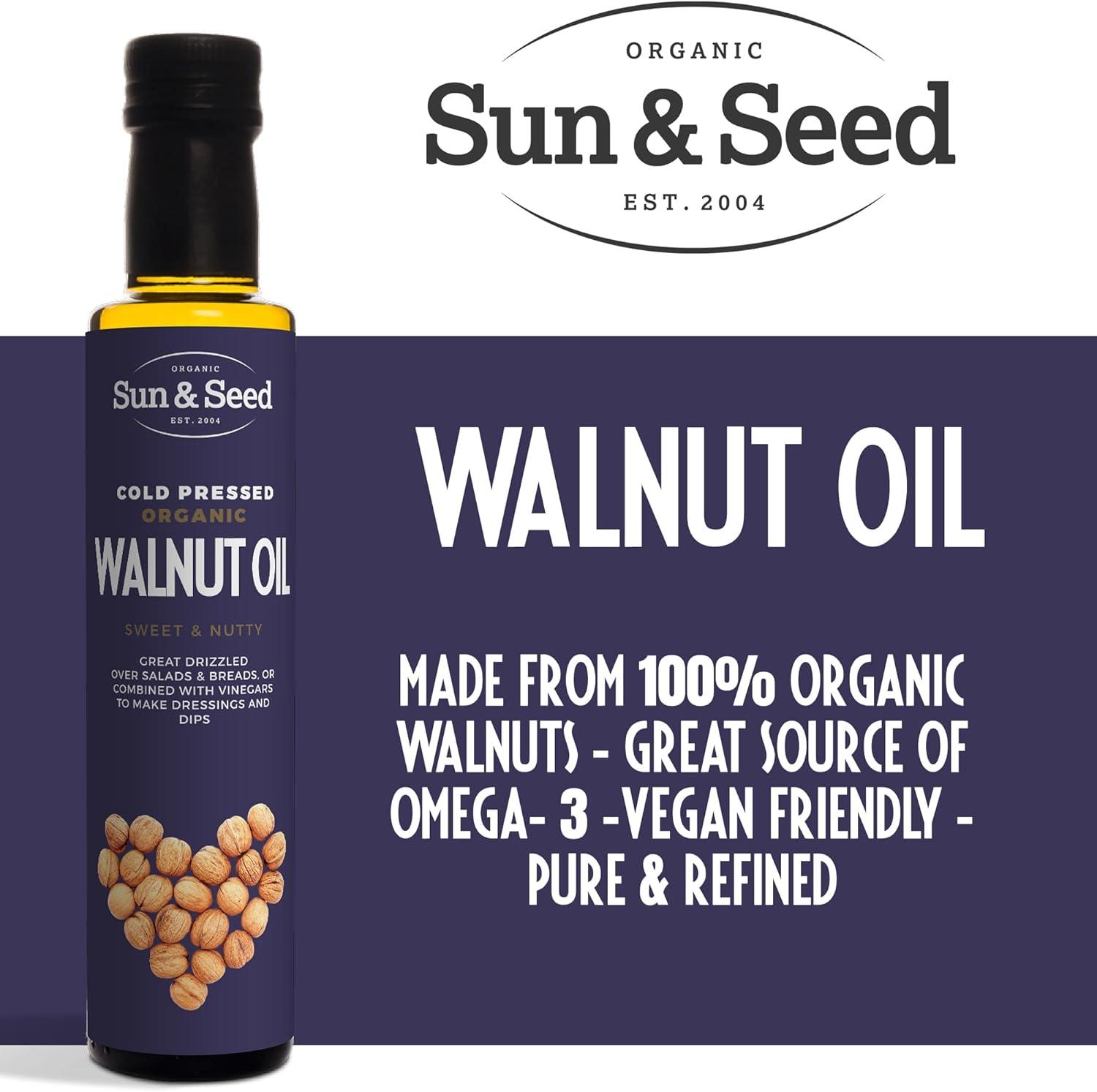 Organic Walnut Oil (Cold Pressed) by Sun & Seed 250ml Made from 100