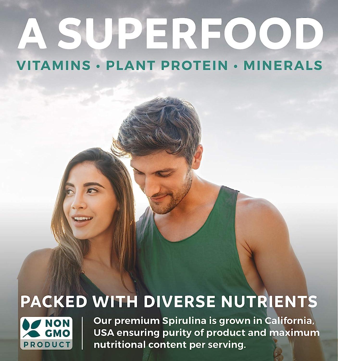 California Spirulina Capsules 500mg 120 Vegetarian Capsules with Non