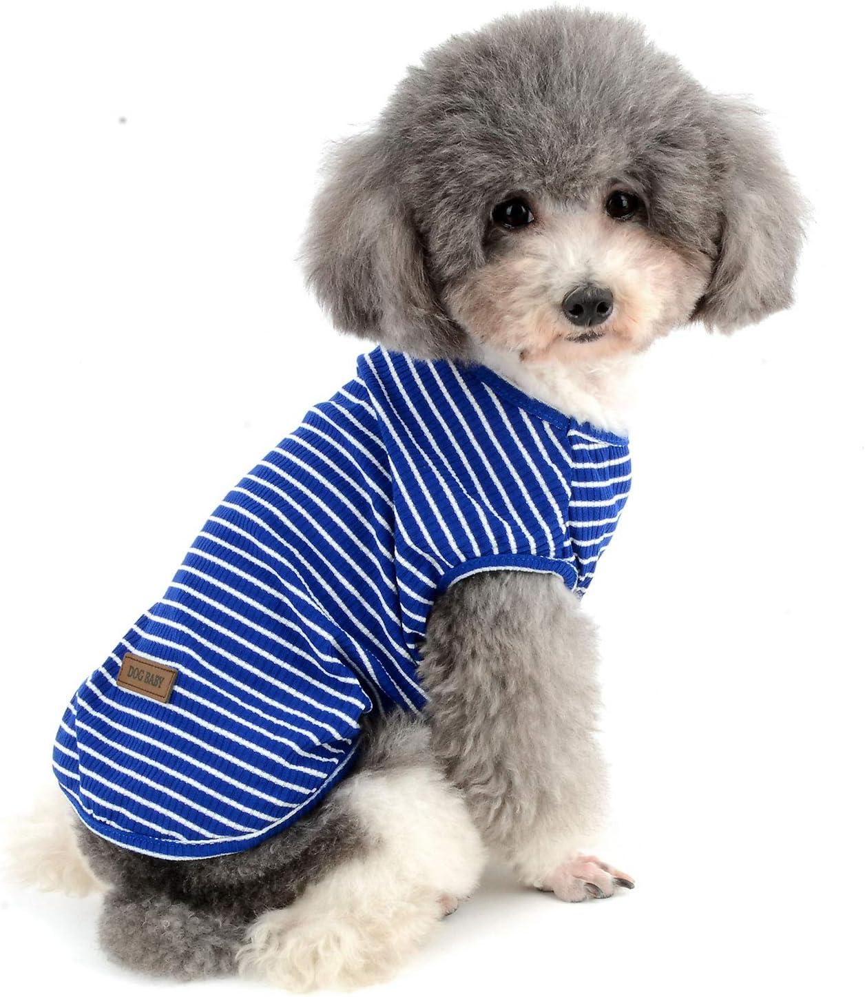 2-Pack Cotton Striped Dog Shirt YAODHAOD Pet Clothes Puppy T-Shirts Cat