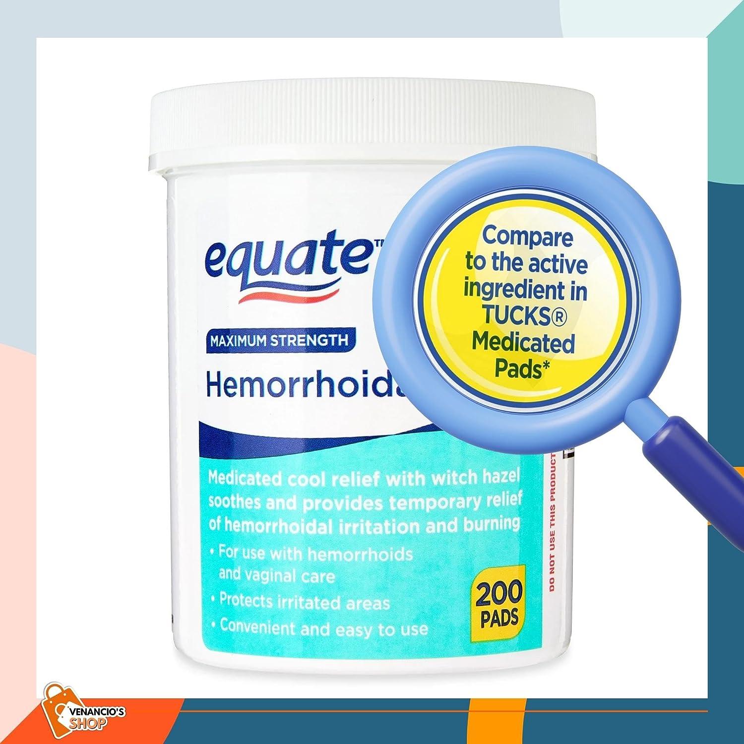 Equate Hygienic Cleansing Pads Hemorrhoidal Vaginal Medicated Pads