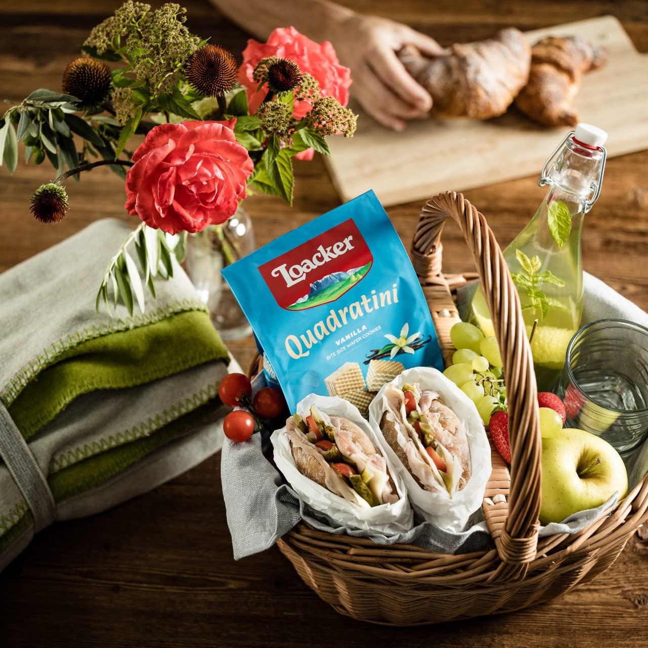 Loacker Quadratini Vanilla bitesize Wafer Cookies SMALL Pack of 6