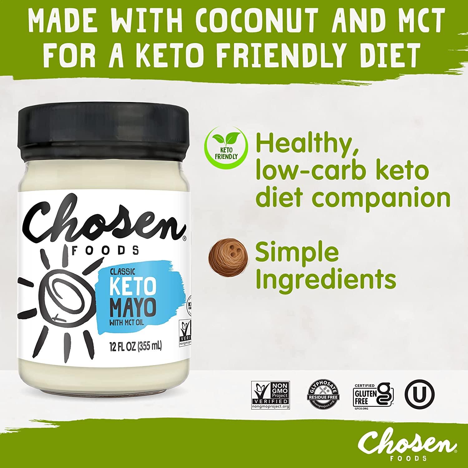 Chosen Foods Classic Keto Mayonnaise with MCT Oil, Gluten & Dairy Free