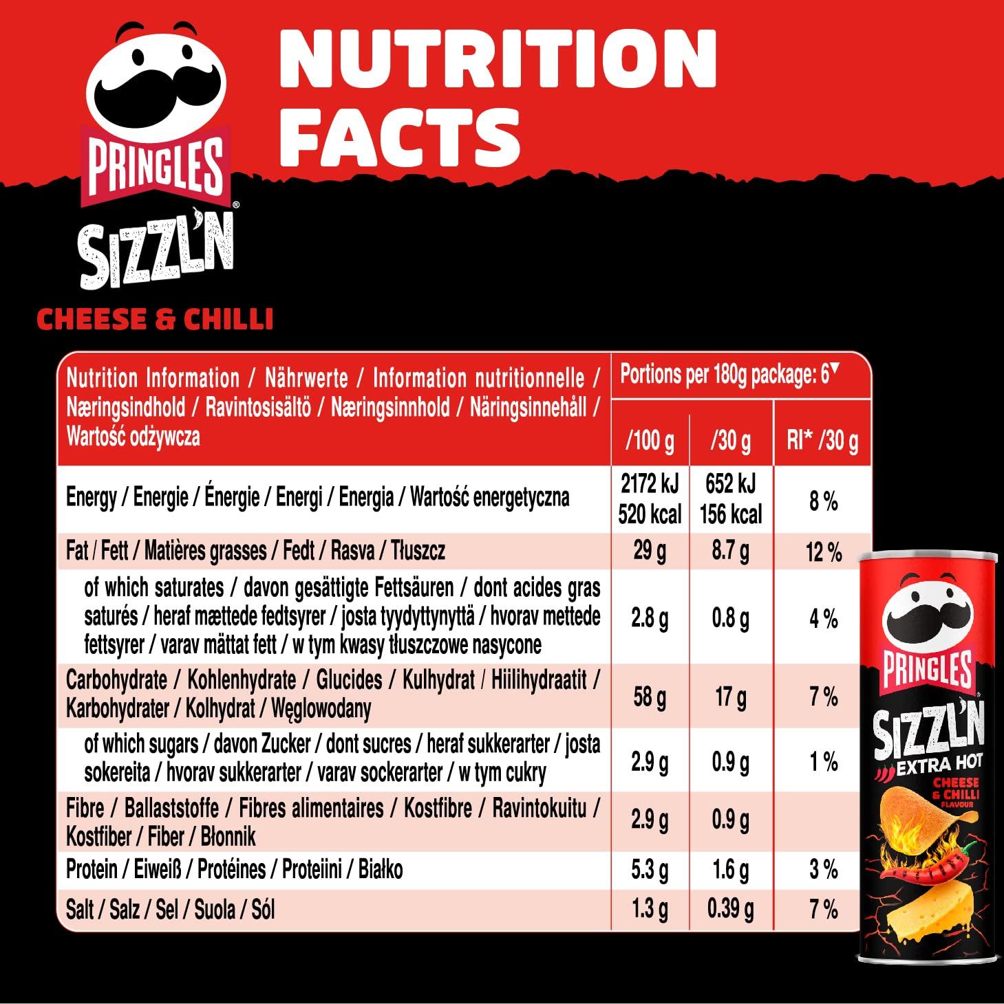 Buy Pringles Sizzl #39 n Cheese Chilli 180g Irresistible Snack Classic
