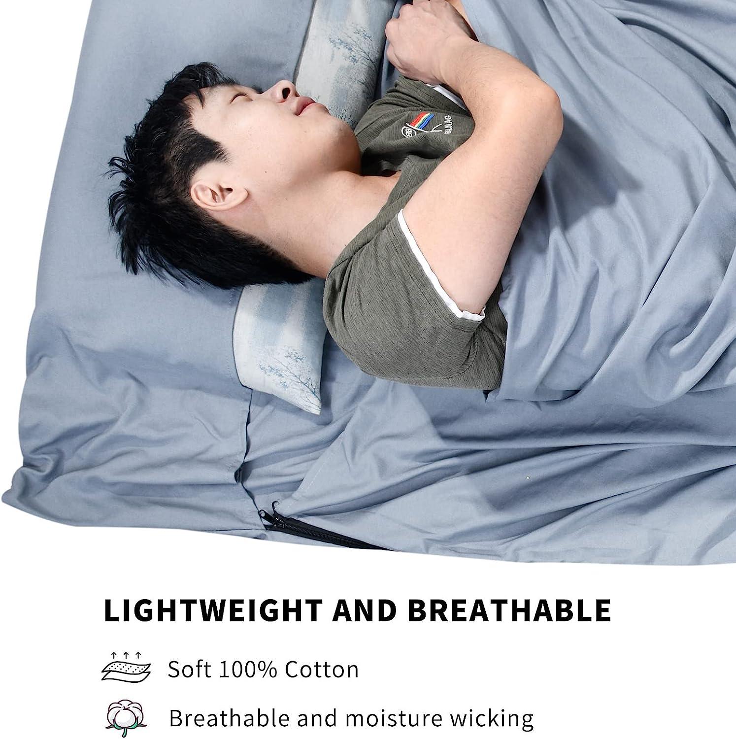 TREKMAN Sleeping Bag Liner for Adults Teens Single Ultralight Hotel Sleeping Sack & Traveling