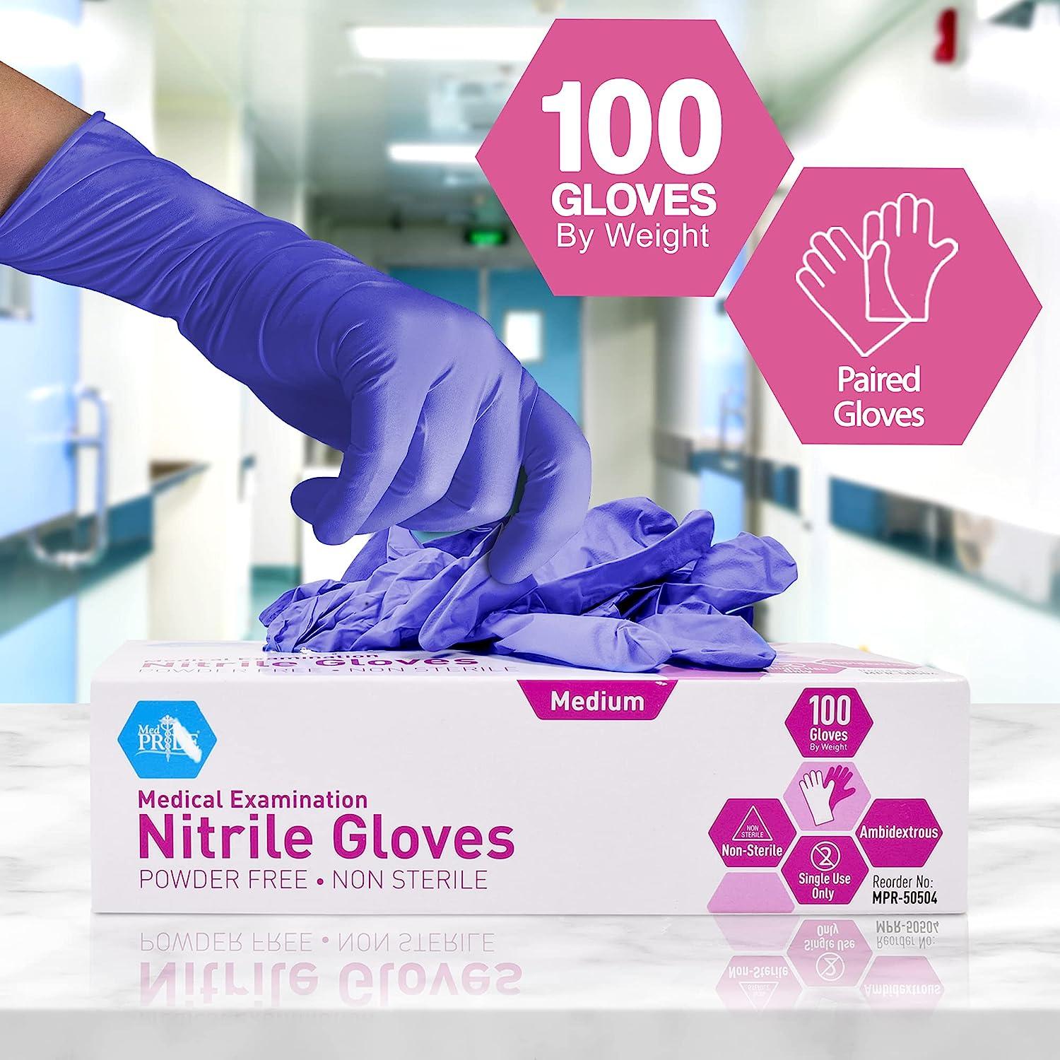 Medpride Powder Free Nitrile Exam Gloves Large Box 100