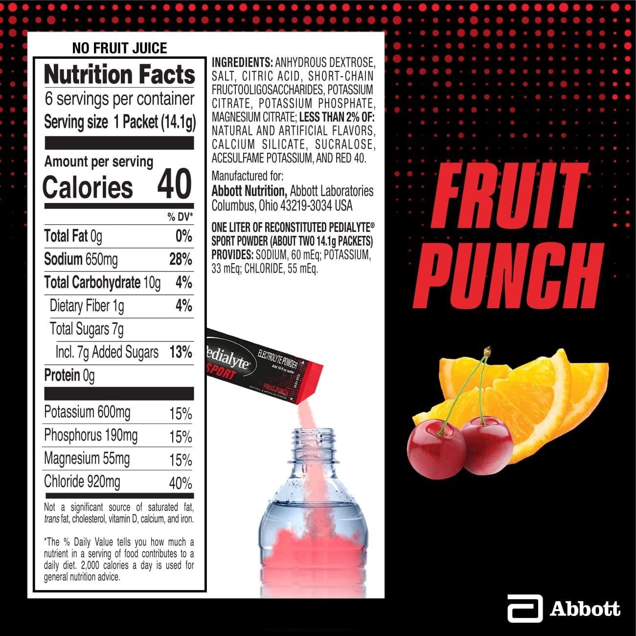 Pedialyte Sport Electrolyte Powder Fast Hydration with 5 Key