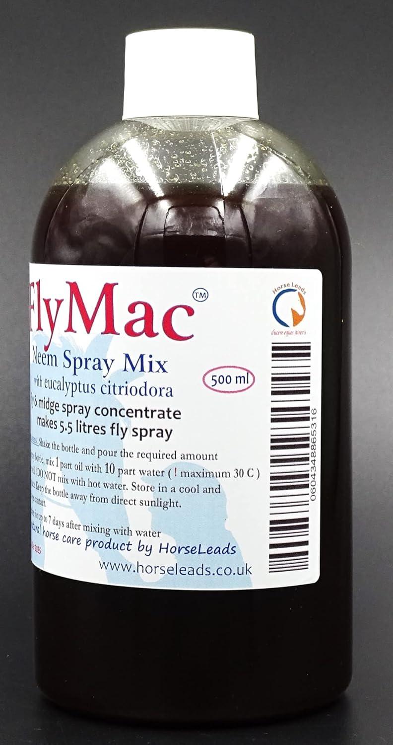 FlyMac Neem & Eucalyptus Spray Concentrate 500ml makes 5.5 ltrs Horse