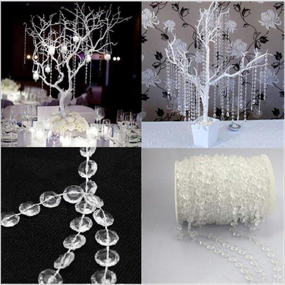  99ft Crystal Beads Garland Strand, Iridescent Clear Acrylic  Diamond Beads String Roll For Crafts, Beaded Curtains, Wedding Party  Decorations, Plastic Crystal Garland For Christmas Tree Ornaments