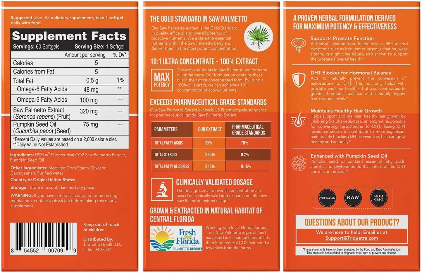 Saw Palmetto Extract 10X Potency + Pumpkin Seed Oil Prostate Health