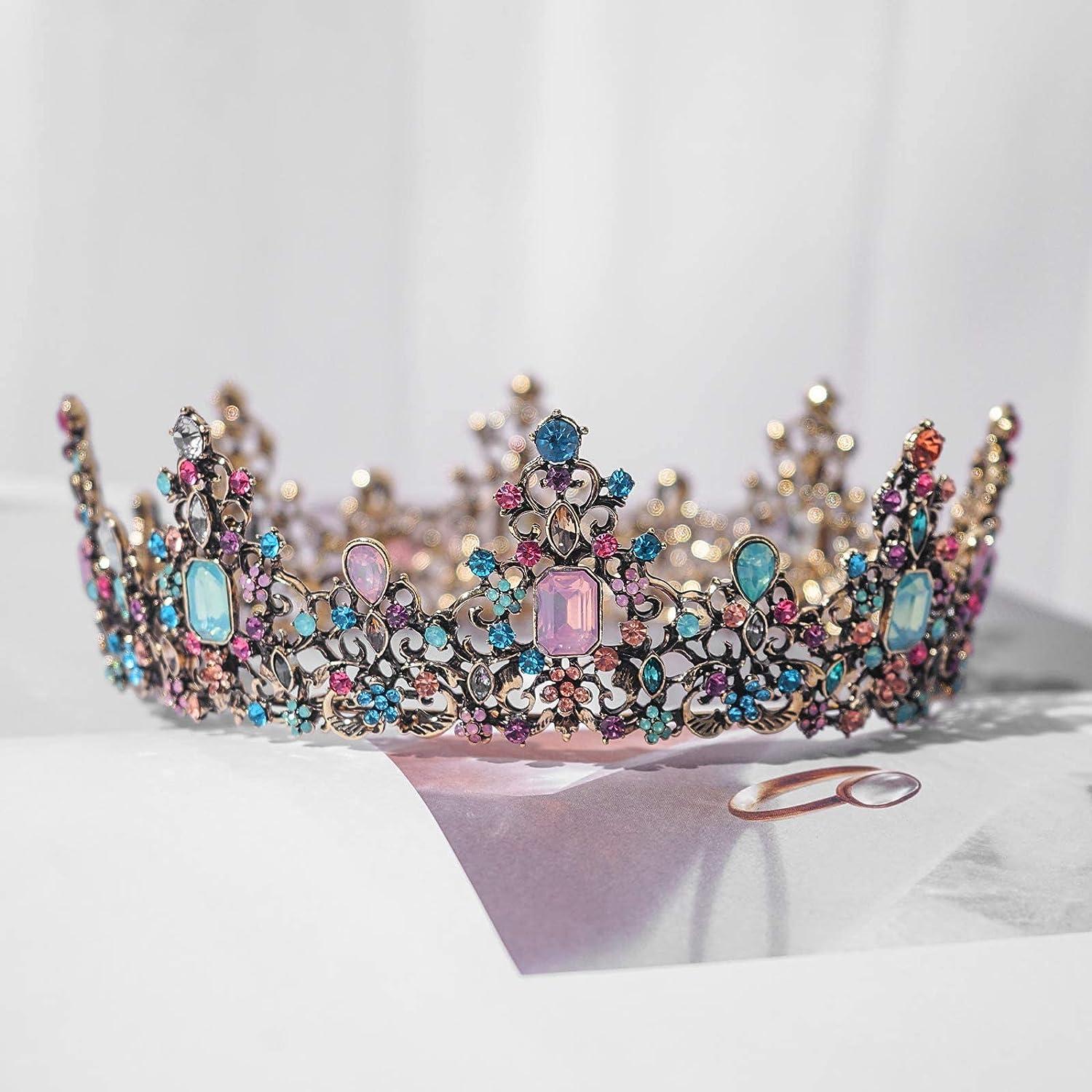 Feest Kostuum Accessoires Coronas De Princesas Accessoire Prinsessenjurk Tiara's Voor Meisjes, Roze Kristallen Diamanten Kroon Verjaardag Kroon Kristallen Verstelbare Kinder Tiara