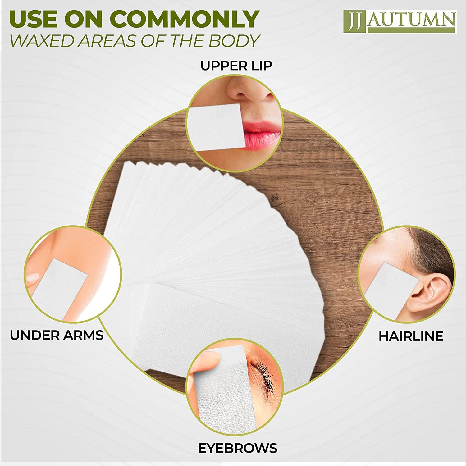 JJ Autumn 100 Cotton Wax Strips for Face, Body, and Eyebrows Precut