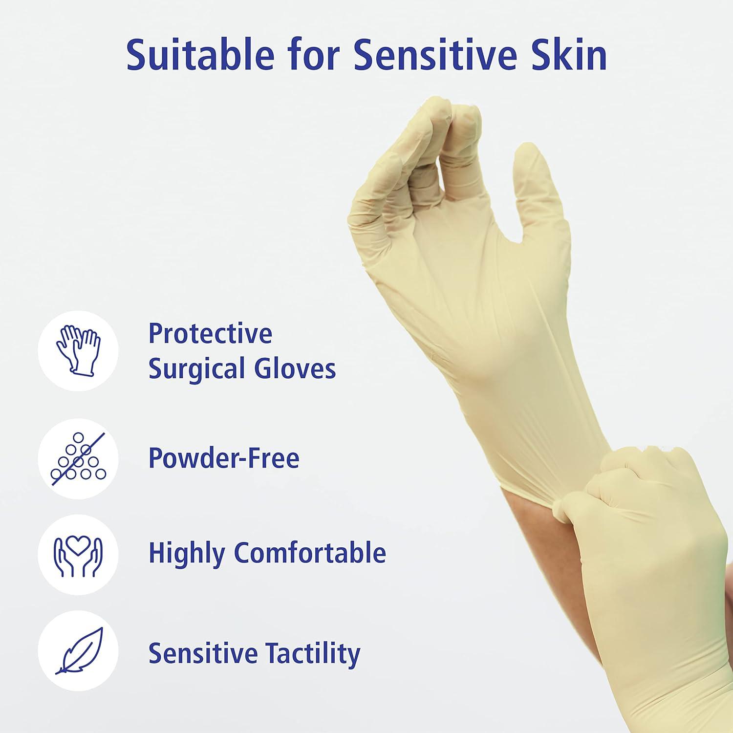 Surgical Gloves Medium Powder Free Sterile Latex Disposable 50
