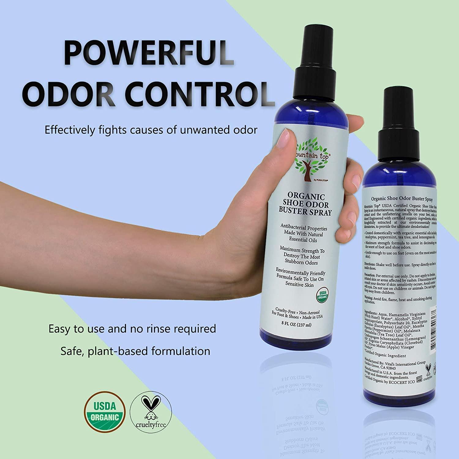 MOUNTAIN TOP Organic Shoe Odor Buster Spray (8oz) Maximum Strength