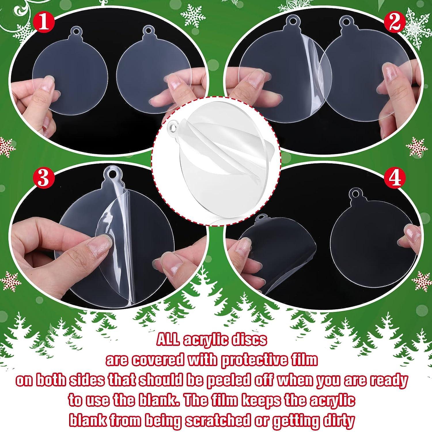 3 Acrylic Ornament Blanks Acejoz 36Pcs Clear Round Acrylic Christmas Ornament  Blanks with Hole for Craft