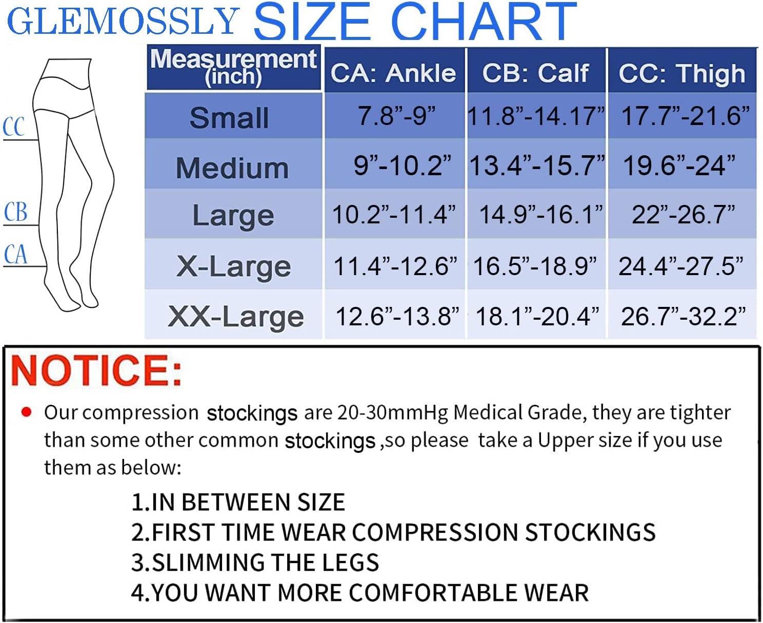GLEMOSSLY Thigh High Medical Compression Stockings For Women & Men,Footless, Firm Support Hose 20-30 mmHg Compression Socks For Treatment Varicose Veins  Swelling Footless Beige Medium