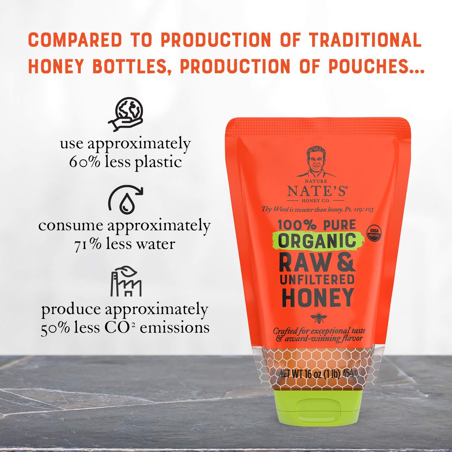 Nature Nate's 100% Pure Organic Raw Honey - 32 oz No-Drip Squeeze ...