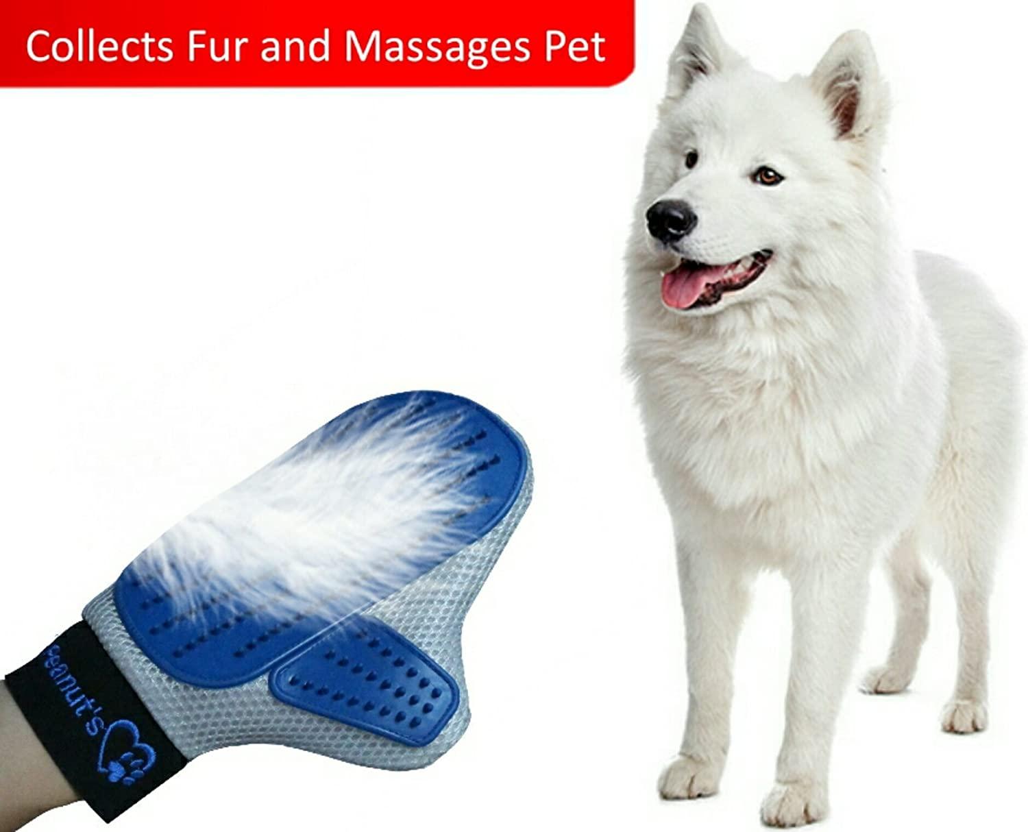 Mr. Peanut's Grooming Glove Brush and Deshedding Aid Pet Hair Remover