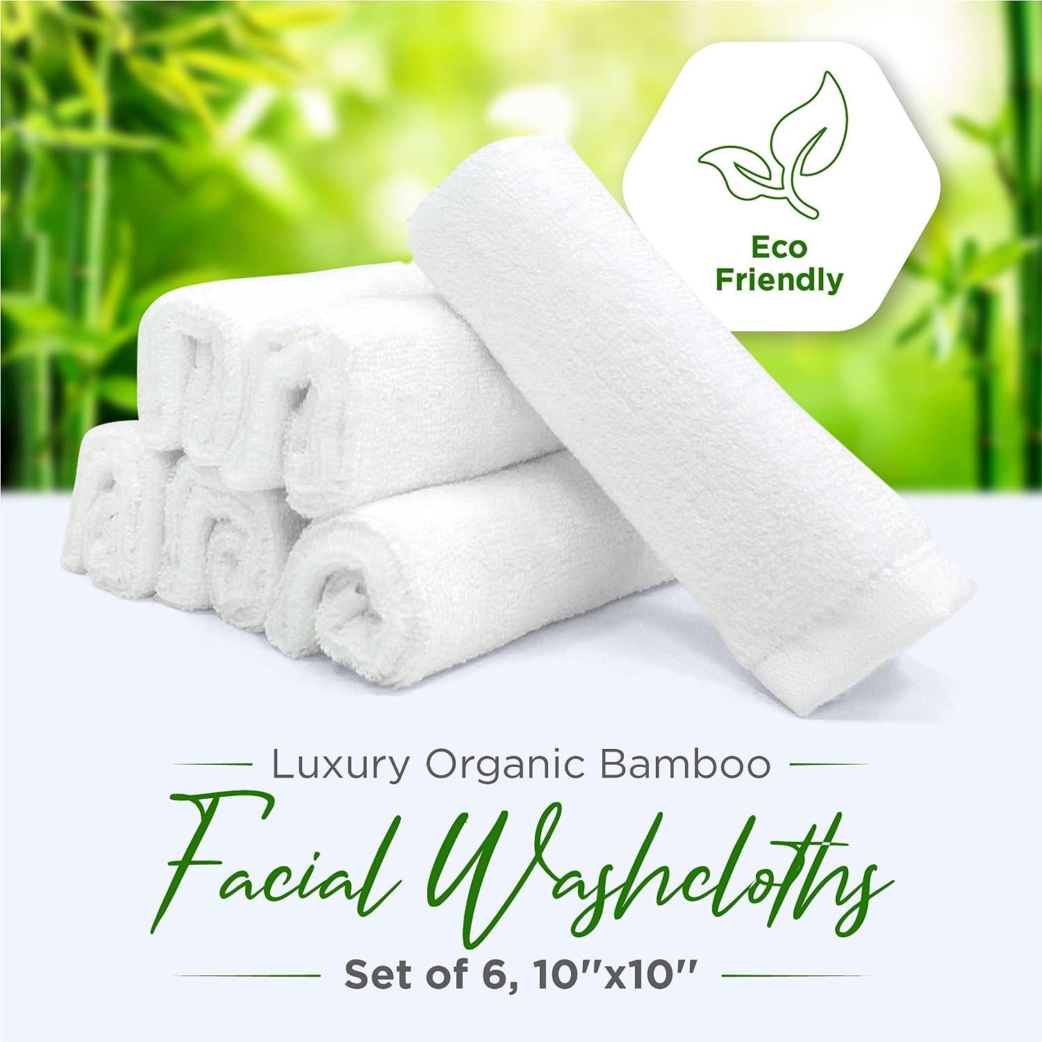Ellie Cove Ultra Soft Luxury Organic Bamboo Facial Washcloths Set