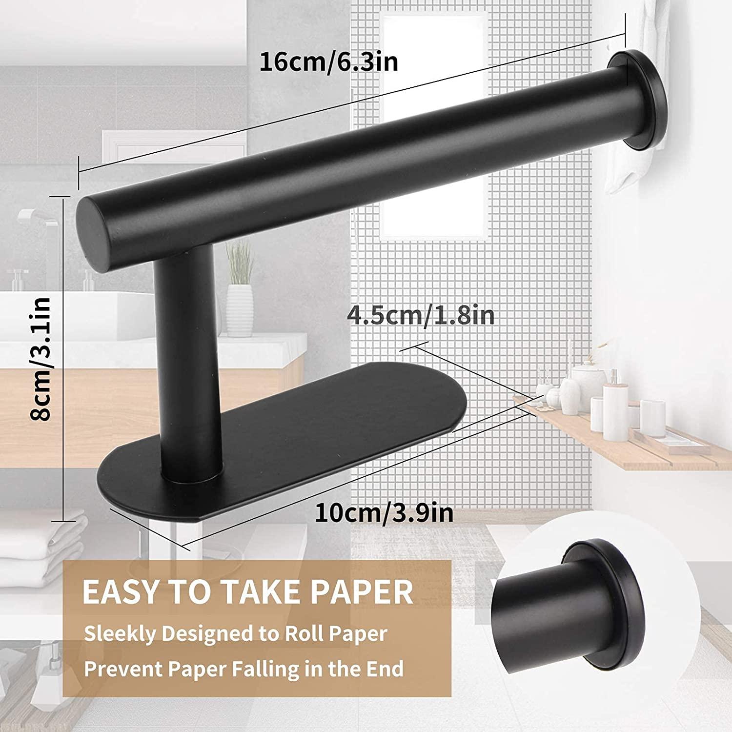Self Adhesive Paper Towel Holder Under Kitchen Cabinet, Paper Towel Rack  Stick On Wall, Matte Black Paper Holder Mounted Vertical Or Horizontal In  Sc
