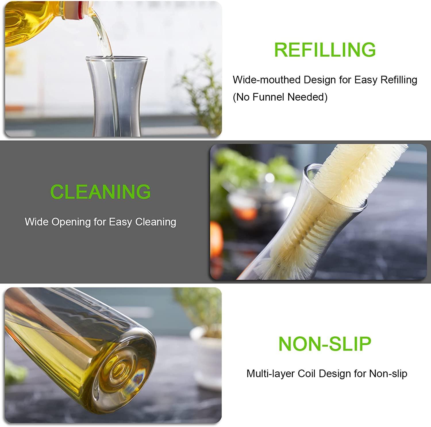 Glass Olive Oil Dispenser, Bivvclaz 18 Ounce Oil and Vinegar Dispenser with Dripfree Spout