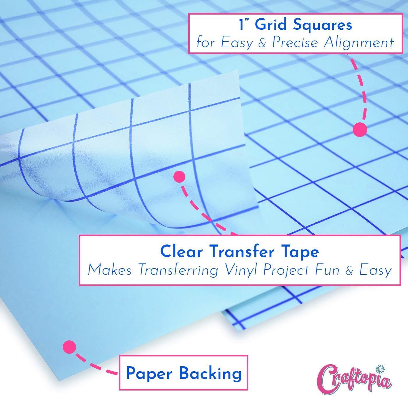 Craftopia Transfer Tape for Permanent Vinyl, 12x12' Clear