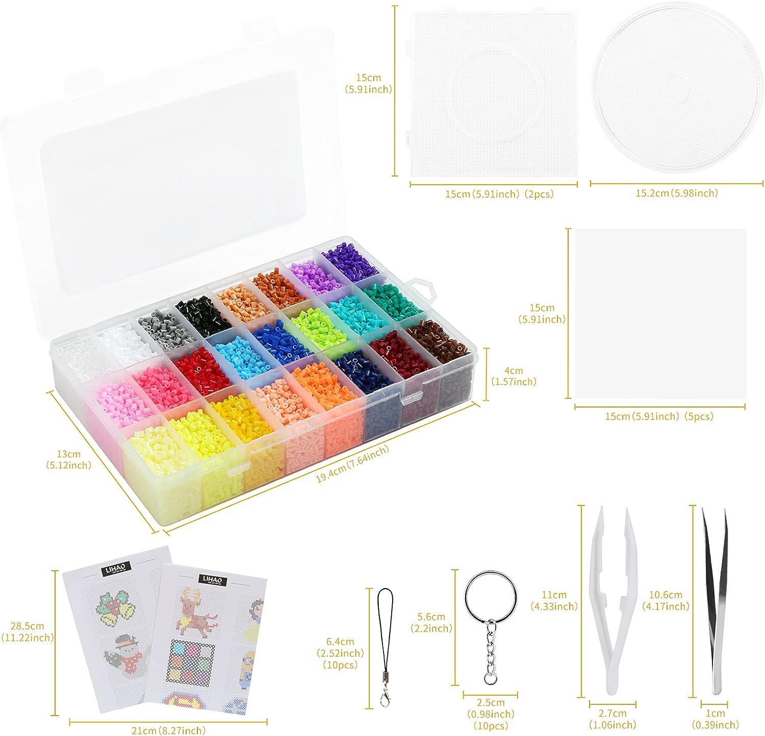 24000 Fuse Beads 24 Color 2.6mm Tiny Mini Fuse Beading Kit with Pegboards  Ironing Paper for Party Craft