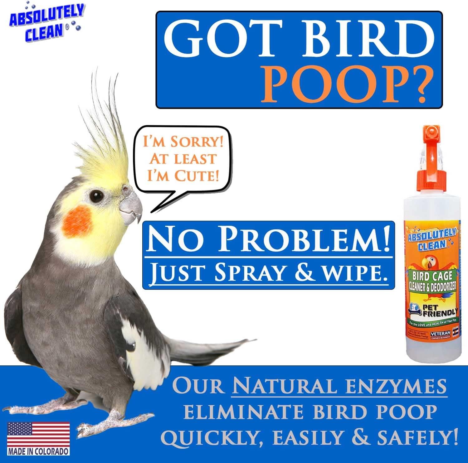 Absolutely Clean Amazing Bird Cage Cleaner and Deodorizer Just Spray