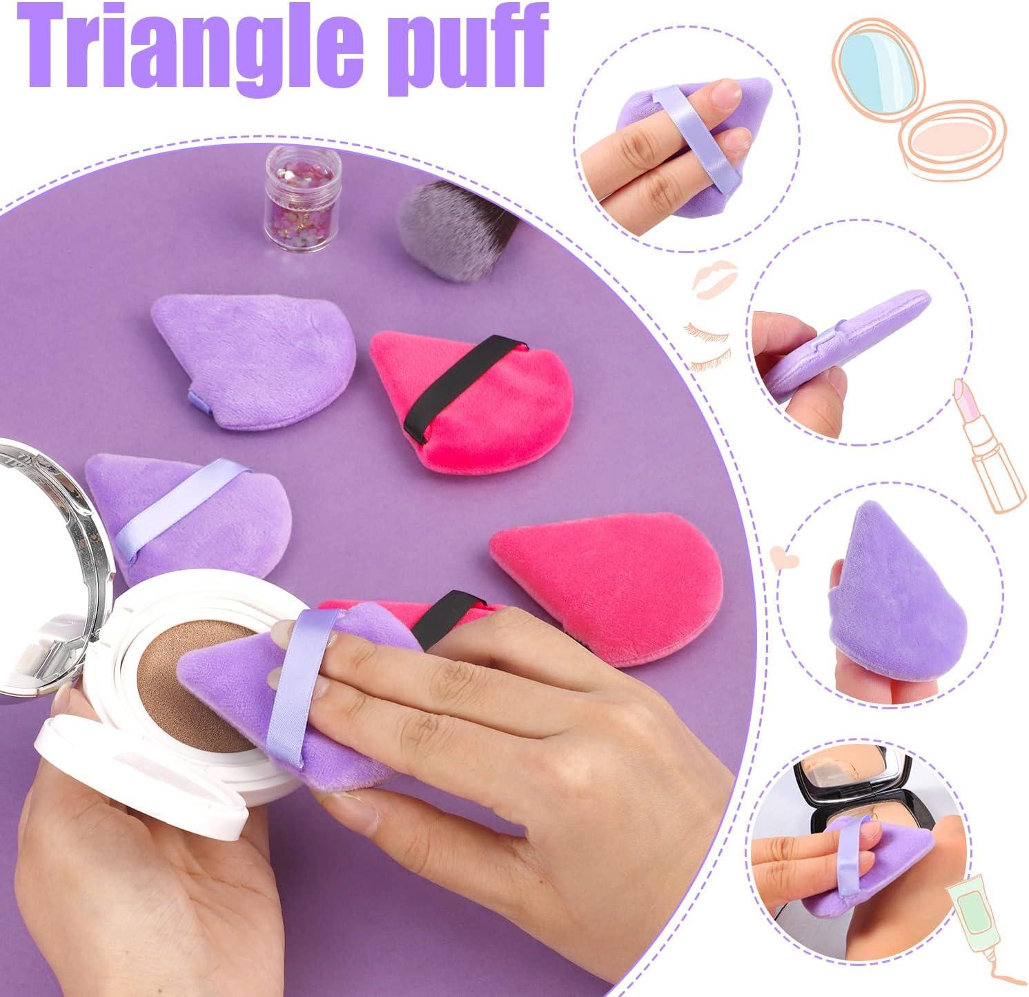 6 Pieces Powder Puff Triangle Makeup Puff Soft Velour Powder Puffs for