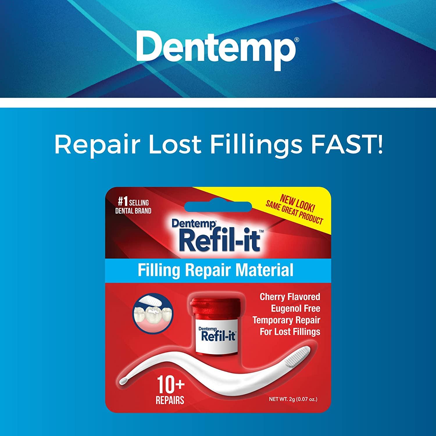 Dentemp Refil-It Filling Repair Material - Temporary Tooth Filling Kit  (0.07 Oz) - Tooth Repair Kit for Instant Pain Relief - Long Lasting Tooth  Filling