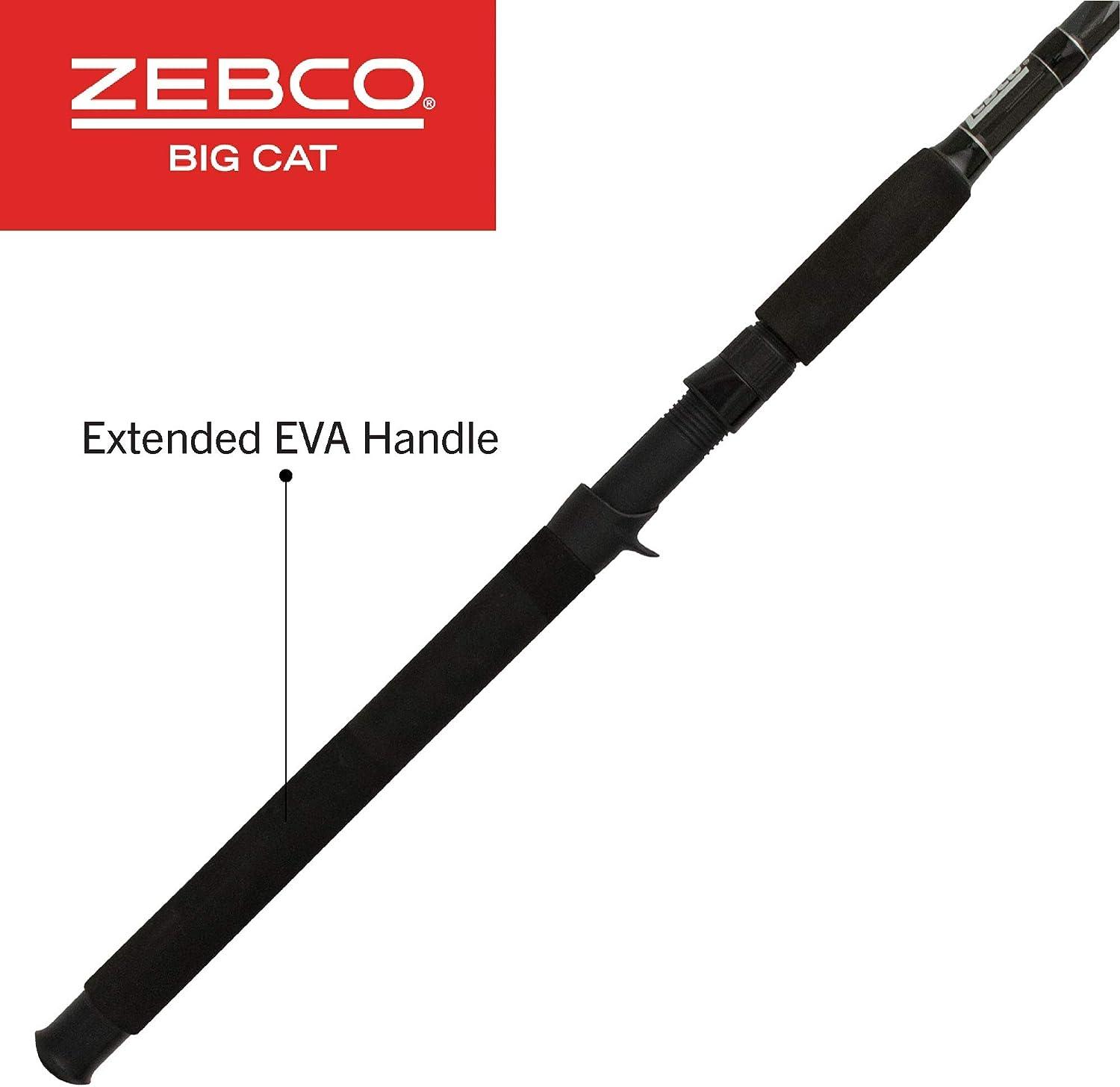 Zebco Big Cat Casting Fishing Rod, 7-Foot 2-Piece Fiberglass Fishing Pole,  High-Visibility Rod Tip, Extended EVA Rod Handle, Shock-Ring Guides,  Medium-Heavy Power, Black/Green