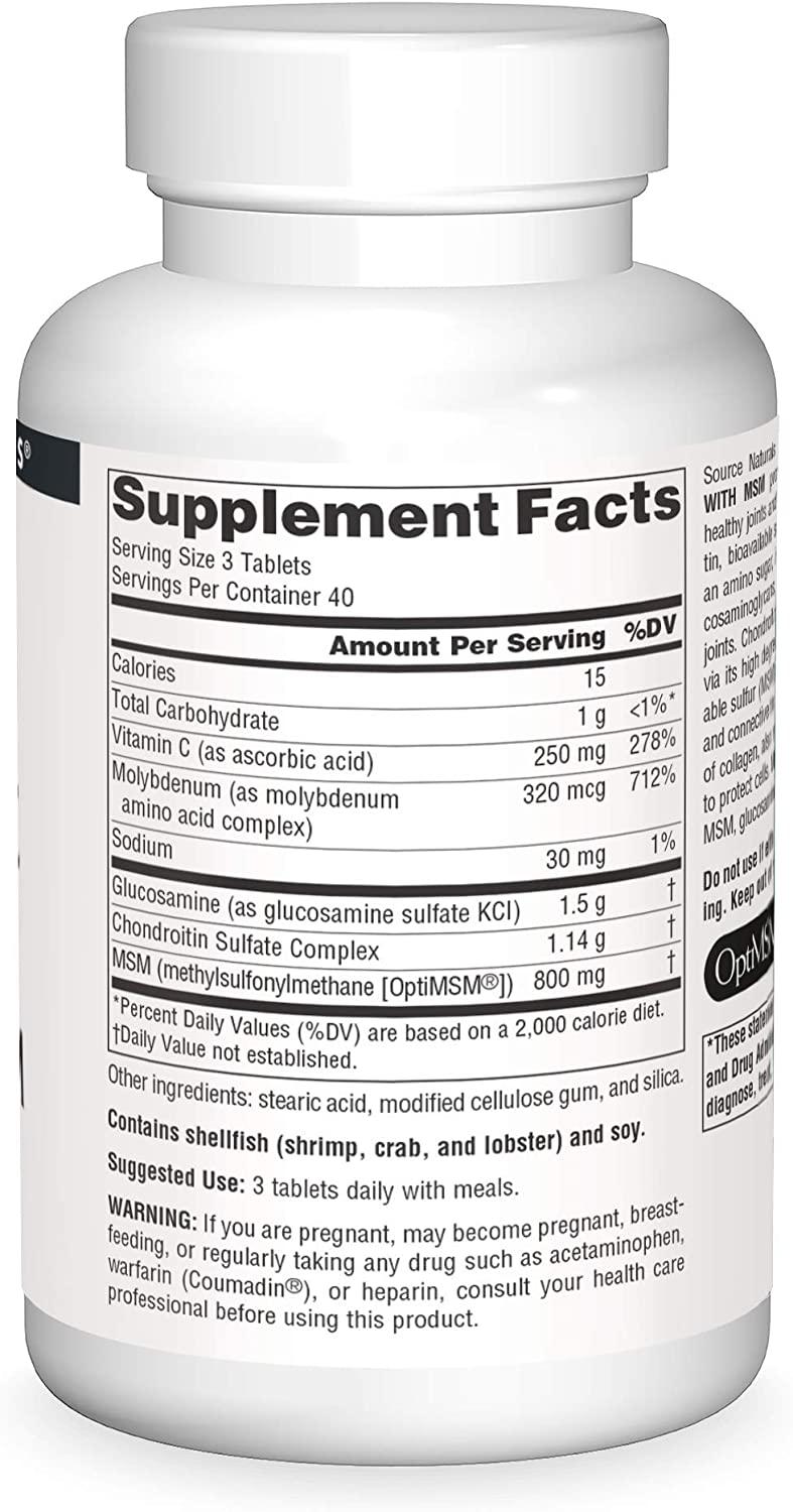Source Naturals Glucosamine Chondroitin Complex with MSM 120 Tablets
