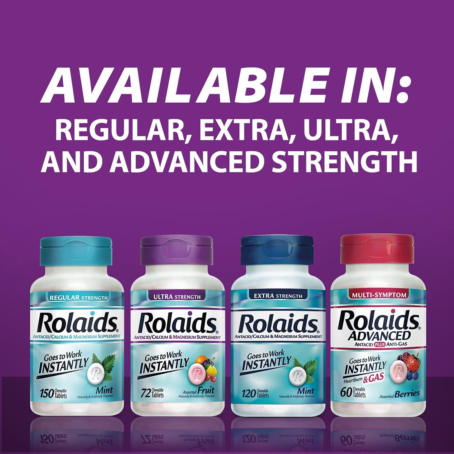 Rolaids Ultra Strength Antacid Chewable Tablets 72 Count (Assorted