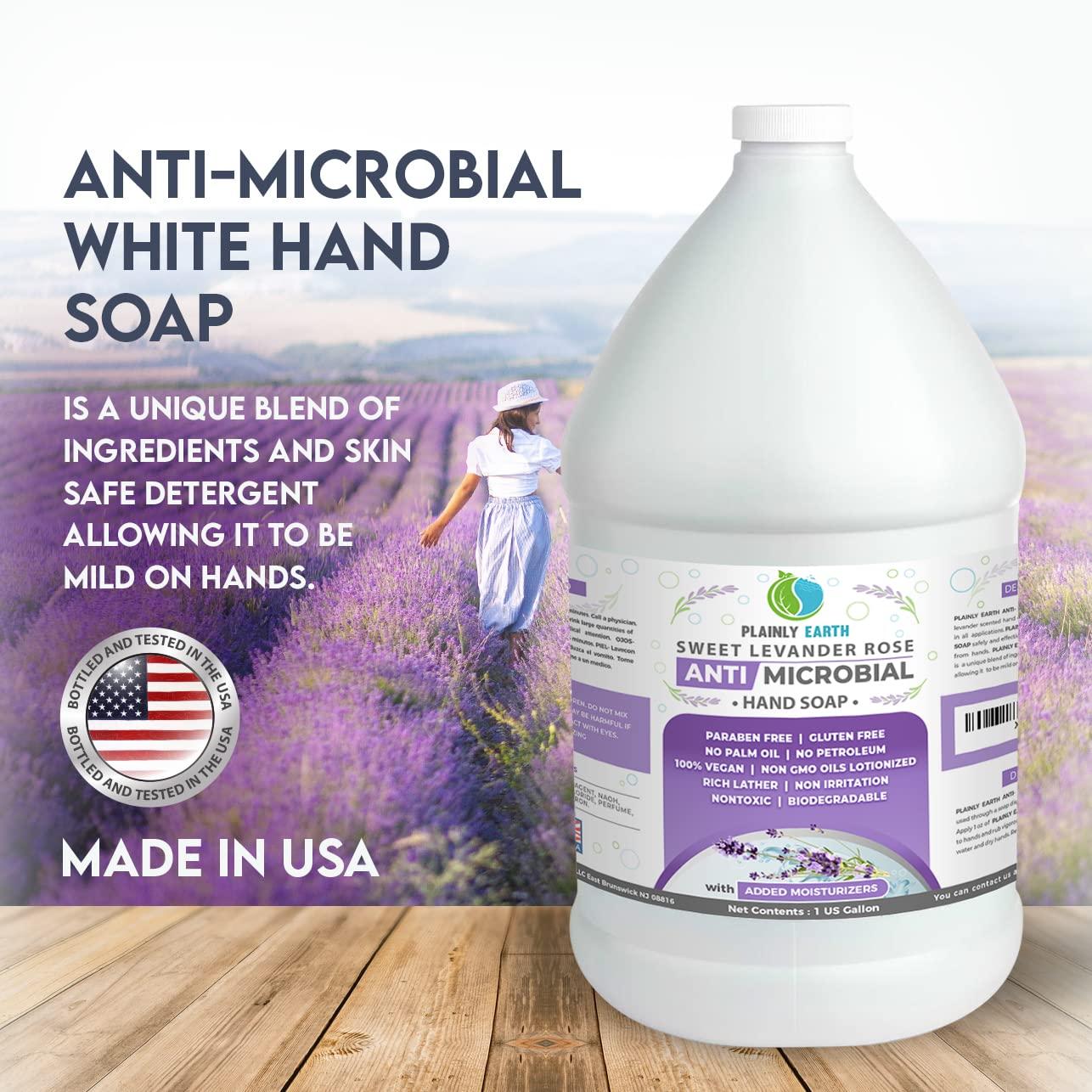 Plainly Earth Antimicrobial Liquid Hand Soap - Antibacterial Soap Refill - Hand  Soap Refill Bottle - Cruelty Free Moisturizing Soap Sweet Lavender Rose 1  US Gallon 1 Gallon Lavender