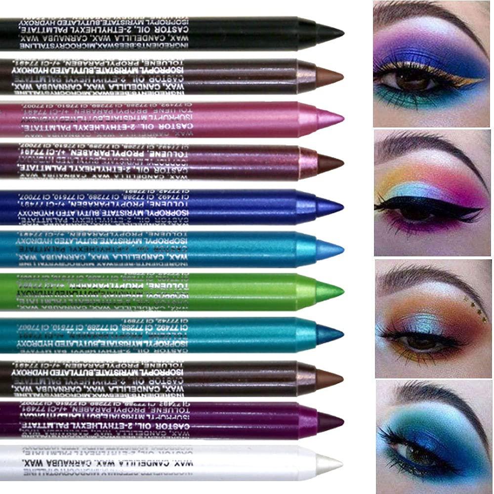 10 Colors Eyeliner Pencil for Women, Glitter Blue Eye Liners Kit