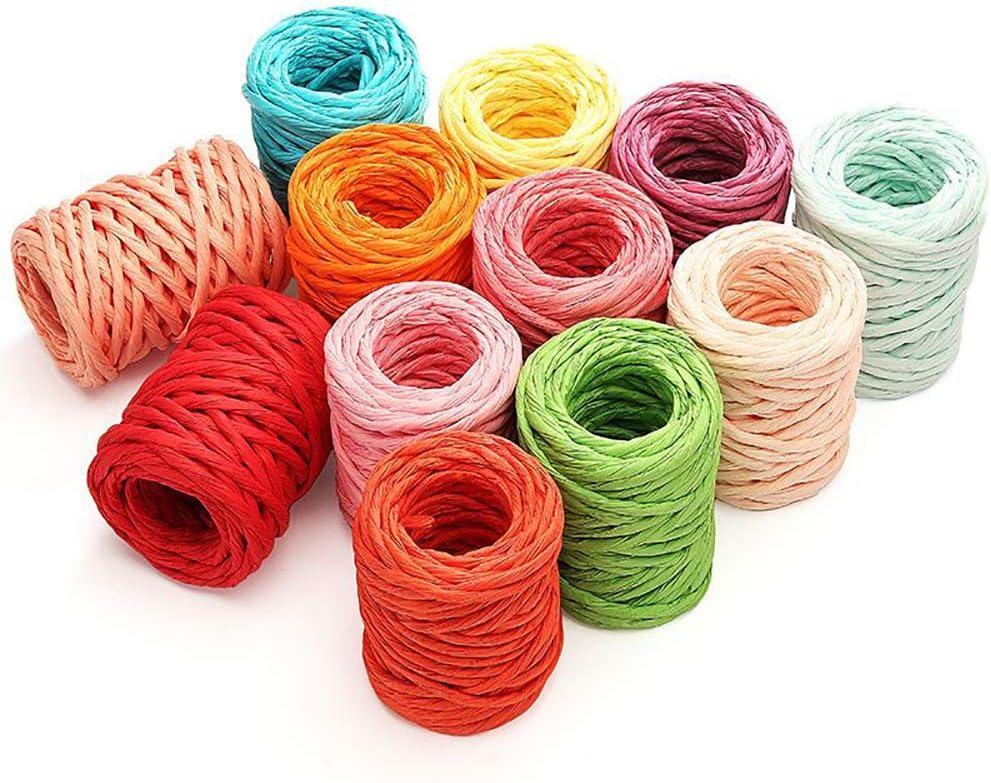 15.31Yard Raffia Stripes Paper String Colorful Twisted Paper Craft String/Cord/Rope  for Wedding Party Decor Flower Wrapping Rustic Decor DIY Making Gift Wrap  Flower Basket Packaging 4