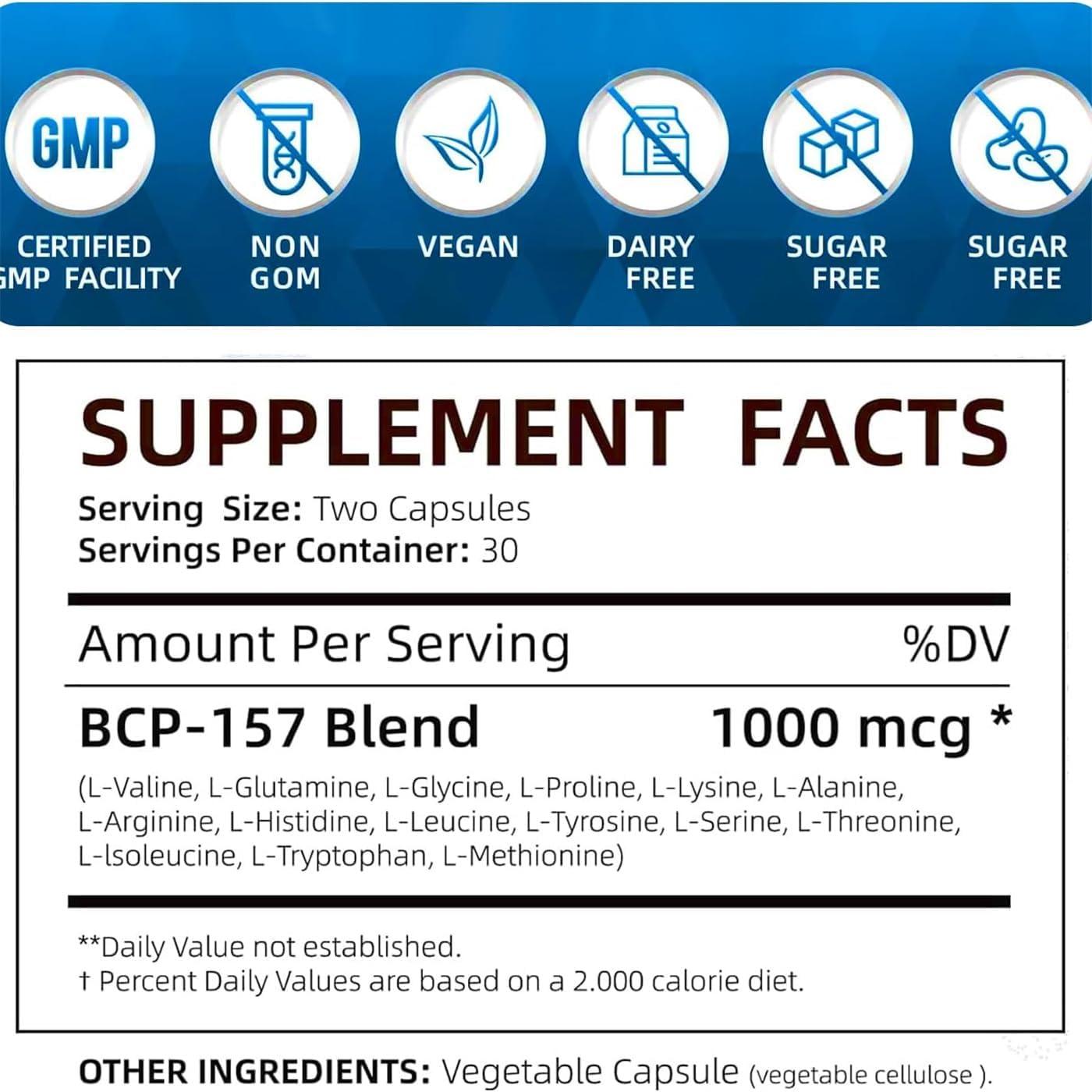 Bpc 157 Peptide Capsules 1000mcg Gluten Free Supplement 60 Capsules | Buy  Now with Express International Delivery | GoSupps.com