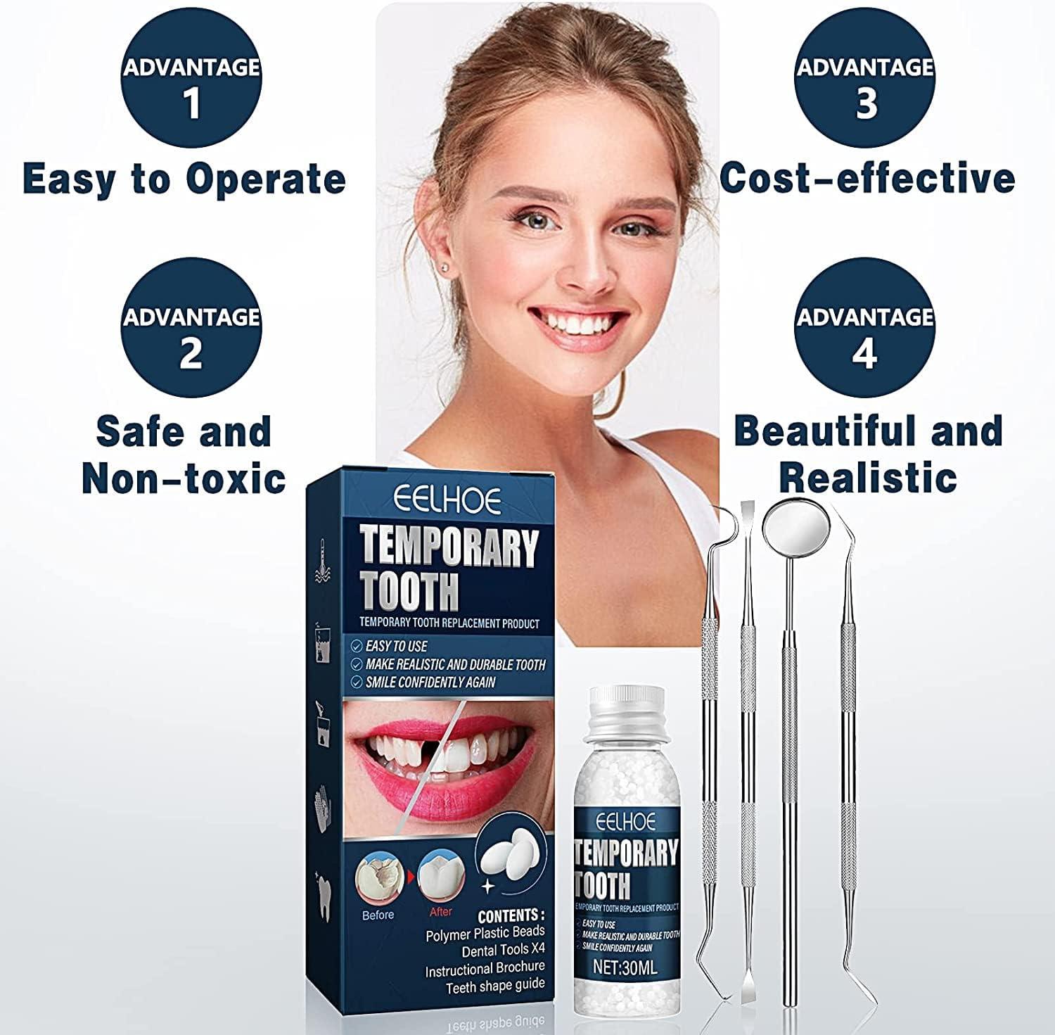 Temporary Broken Teeth Repair Kit, Moldable False Teeth for Snap On  Instantly