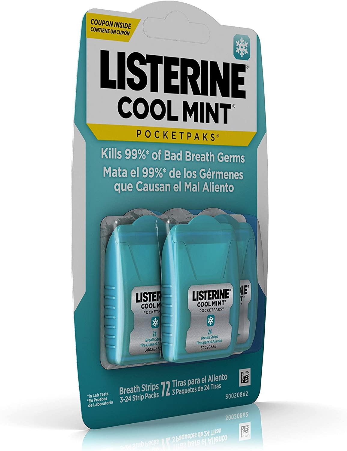 Listerine Cool Mint PocketPaks Portable Breath Strips for Bad Breath