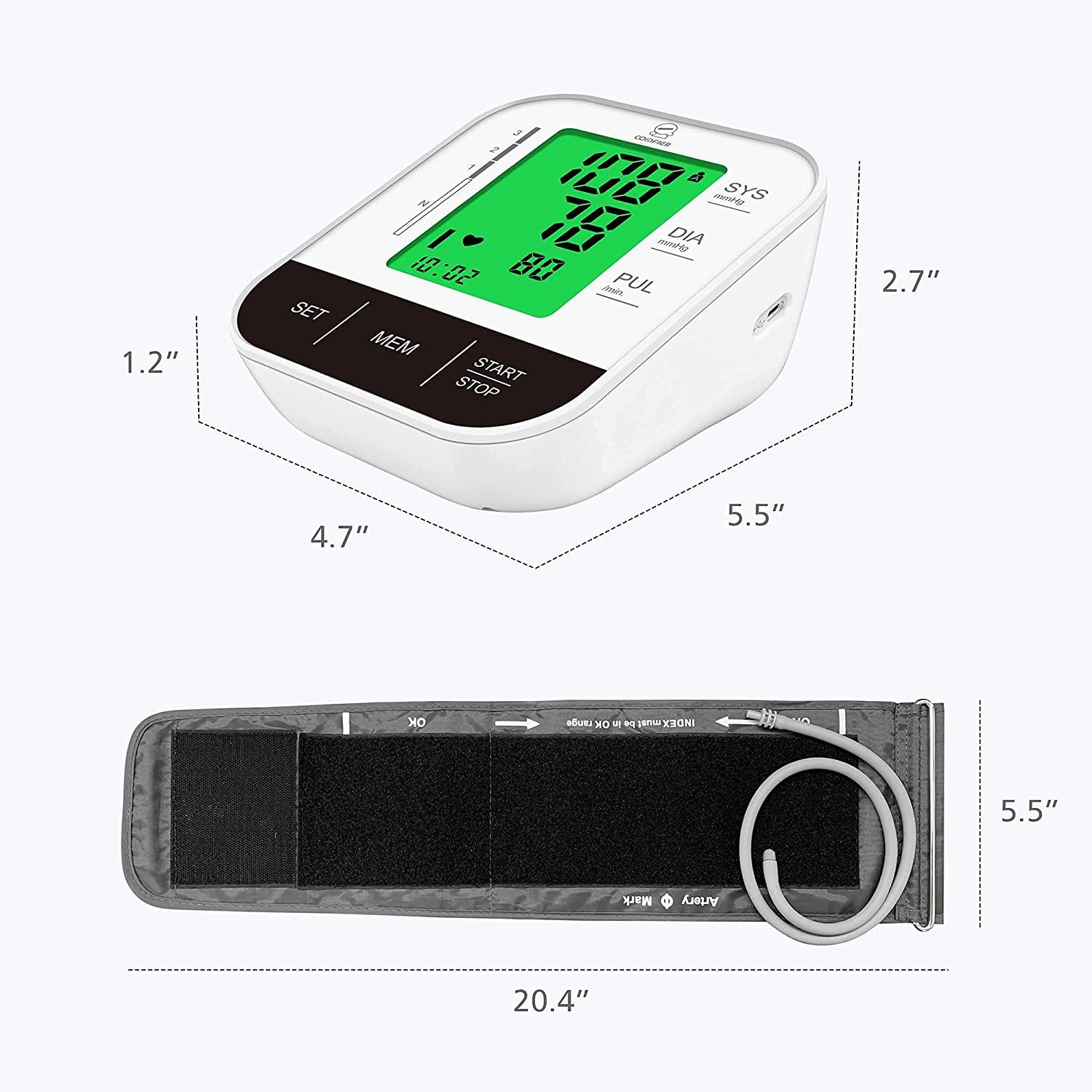 Comfier Arm Blood Pressure Monitor & Irregular Heartbeat Detector