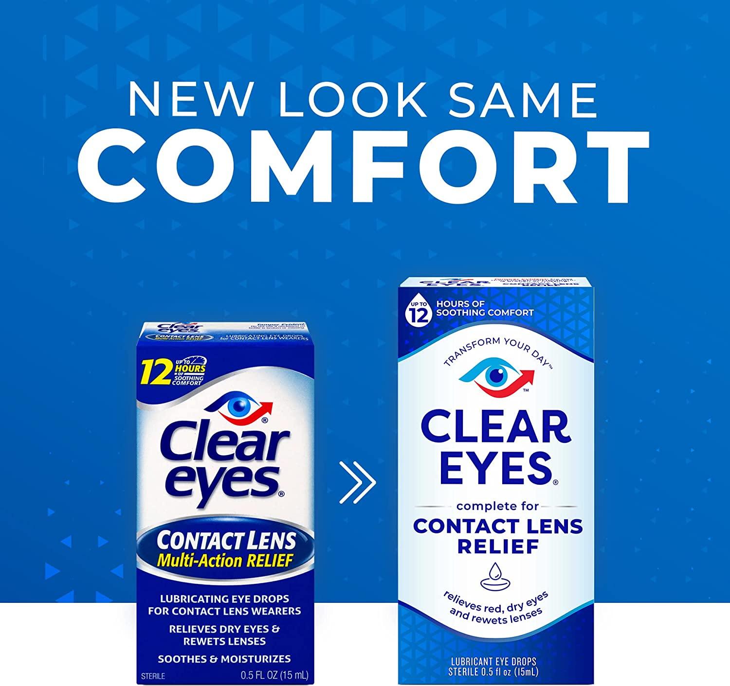 Clear Eyes Contact Lens Relief Eye Drops 0.5 Fl Oz Soothes & Refreshes for Contact Lens