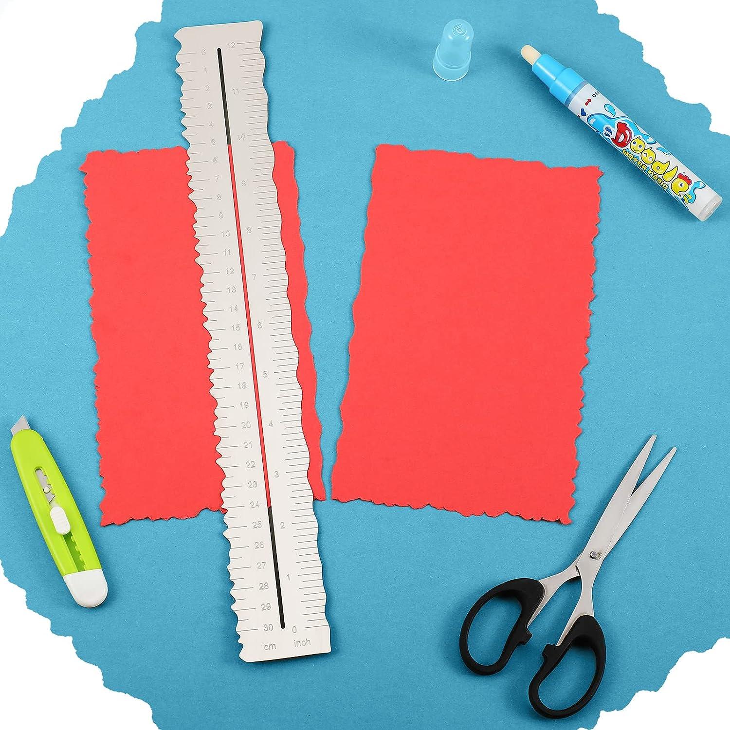 Irregular Deckle Edge Ruler 3 Pcs Sets, Paper Tearing Ruler for