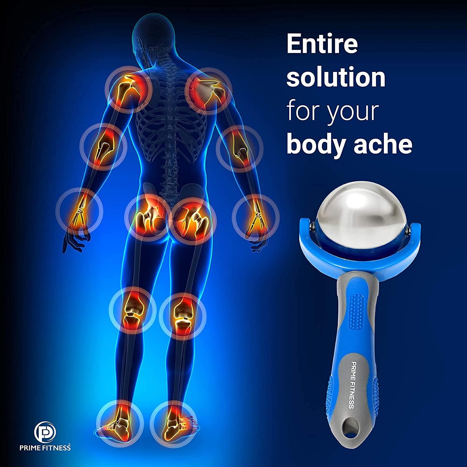 Cold Massage Roller Ball with Handle Cryo Stick for Muscle Pain Relief Blue