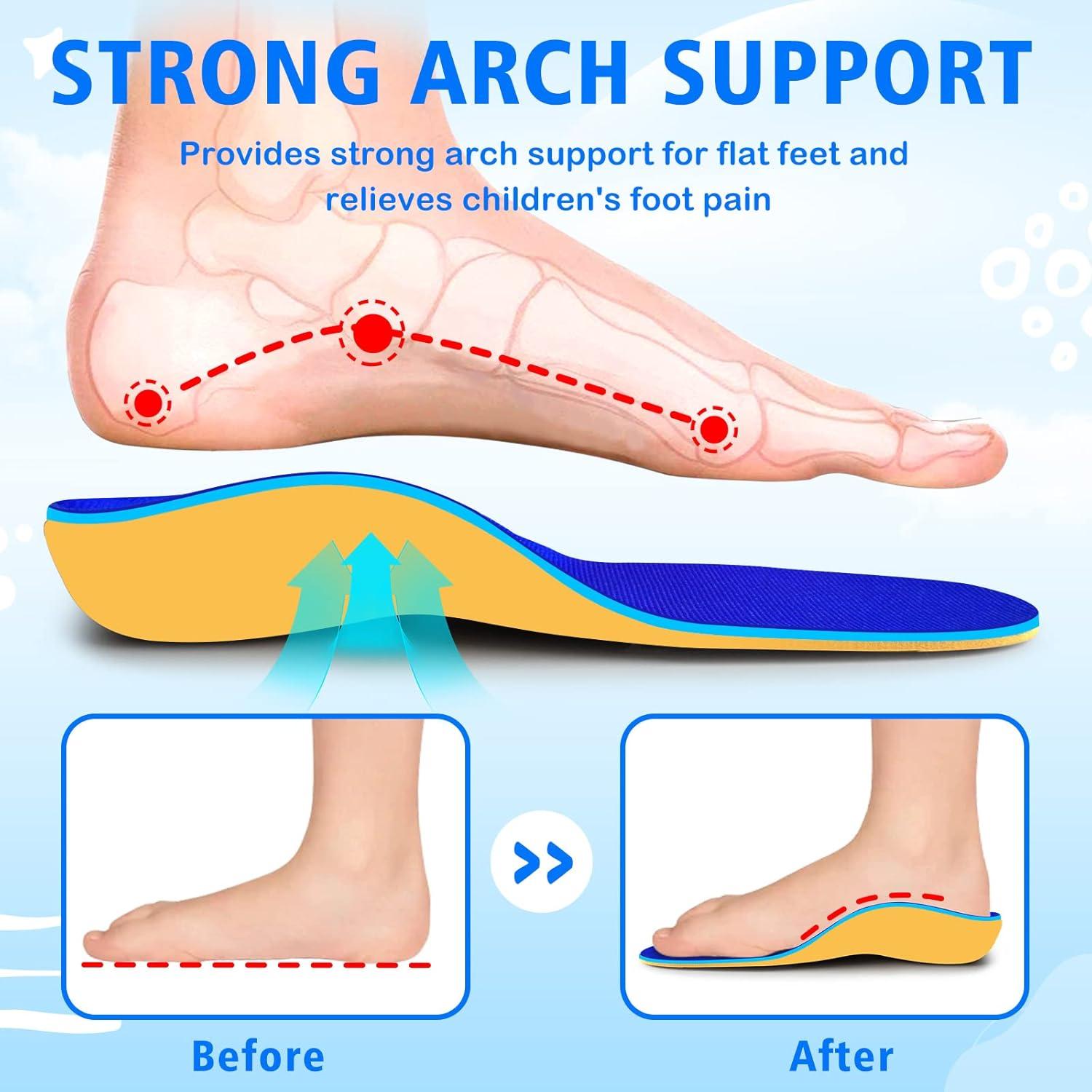 Kids Flat Feet Arch Support Insoles Orthotic Inserts for Flat