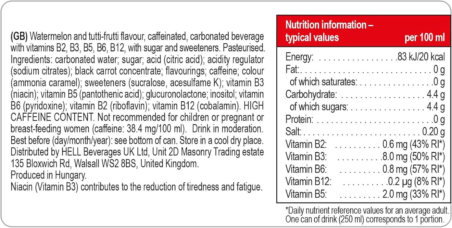HELL ENERGY DRINK Watermelon (24 x 250ml)