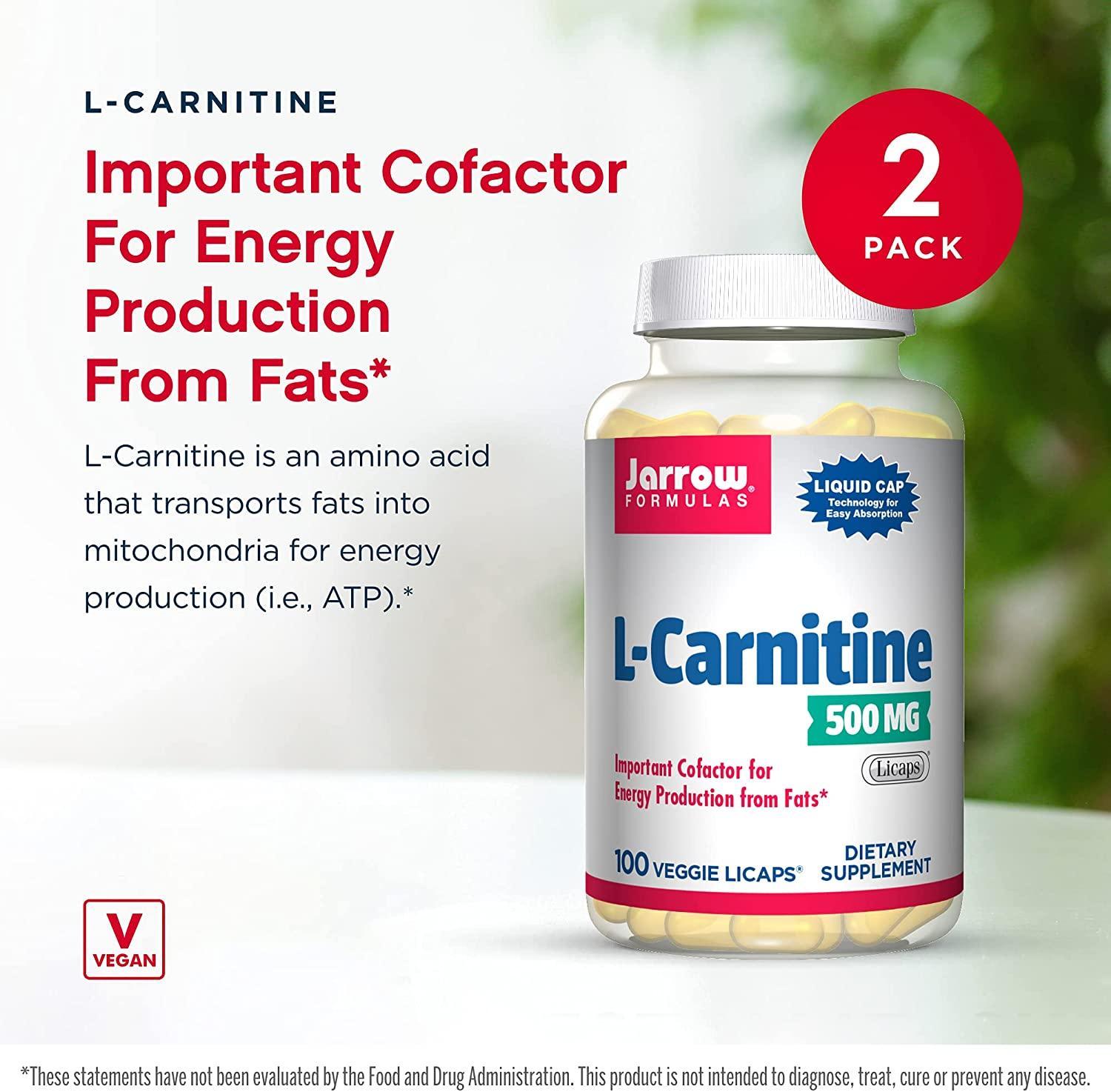 Jarrow Formulas LCarnitine 500 mg 100 Veggie Licaps Premium Fat