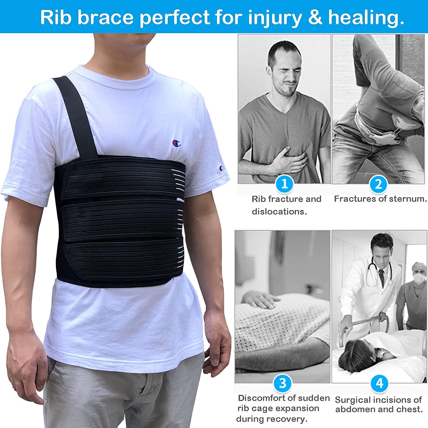 Rib Belt Chest Binder for Broken Injury Ribs, Elastic Rib Brace Compression  Support to Reduce Rib Cage Pain, Breathable Chest Protector Wrap for  Cracked, Fractured, Dislocated and Post-Surgery Ribs (L (33 to
