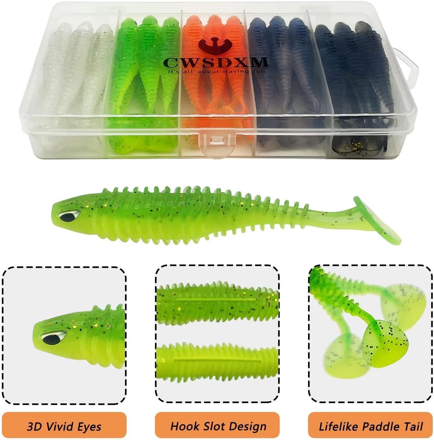 CWSDXM Soft Fishing Lures, 6.5cm/8cm Paddle Tail Swimbaits Soft Plastic  Lures Kit for Bass Trout Walleye Crappie 30pcs/40pcs 8cm/3.15in - 30pcs