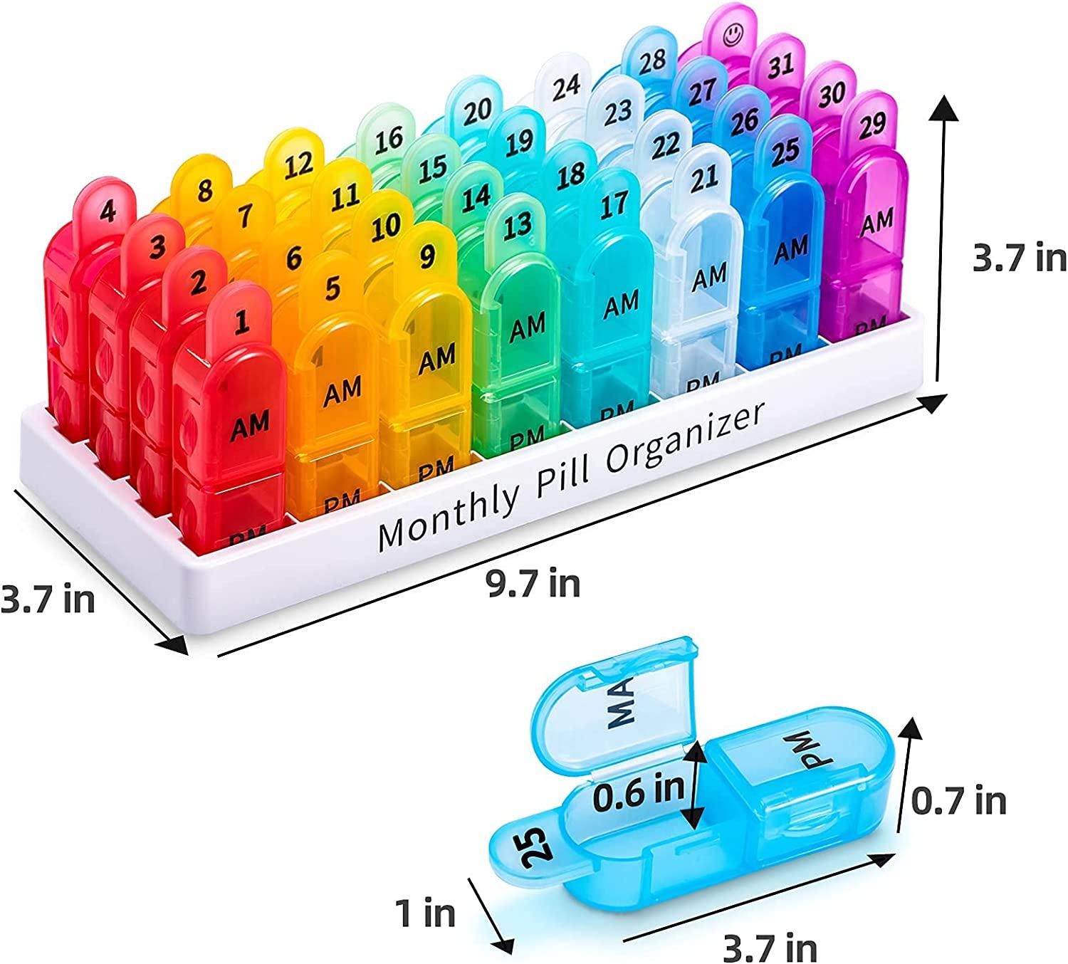 Monthly 2x a Day Pill Organizer AM PM Large 30 Day Pills Box Case