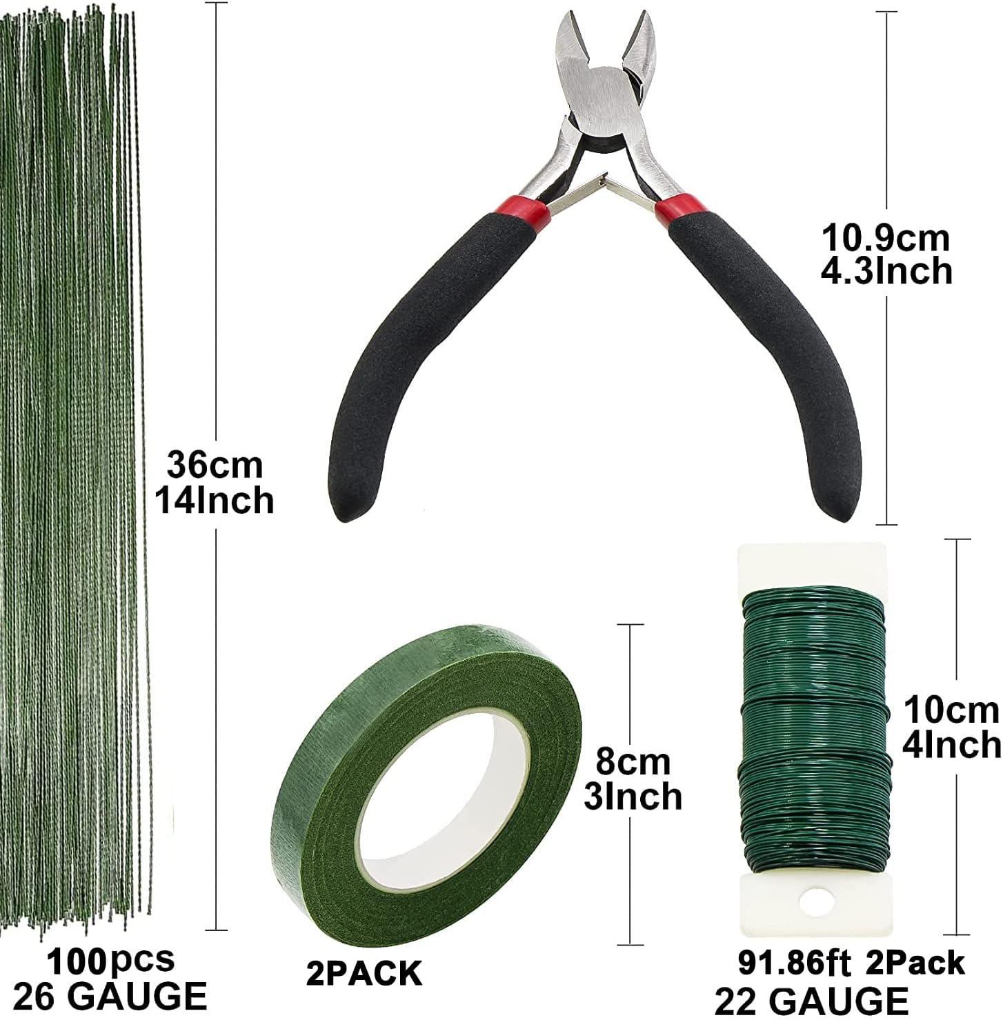 Pengxiaomei Floral Arrangement Kit, Floral Tape and Floral Wire with  Cutter,Green Floral Tape 22 Guage Floral Stem Wire 26 Gauge Green Floral  Wire for