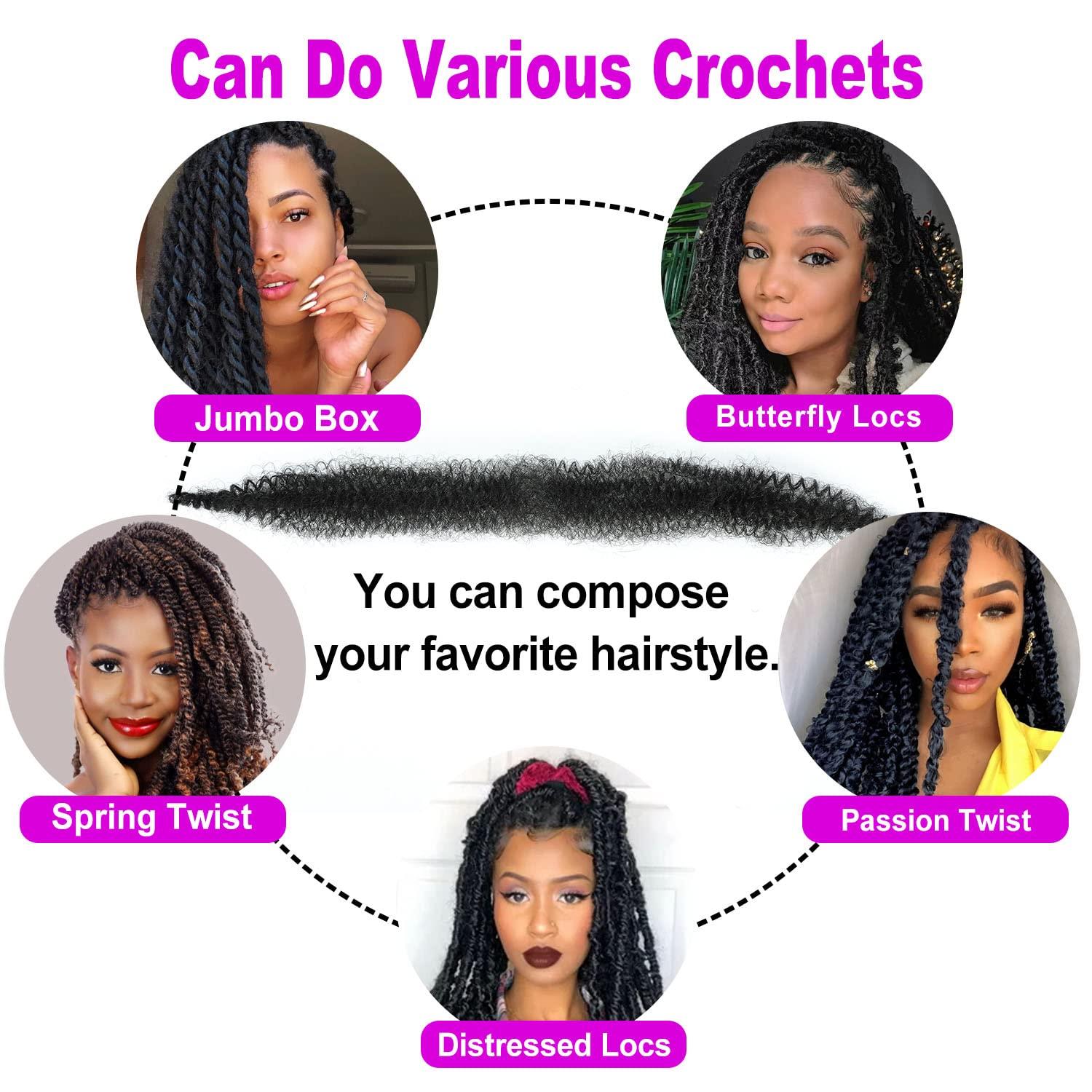 16 Inch Afro Twist Hair 3-Pack - Pre-Fluffed Springy Afor Twist